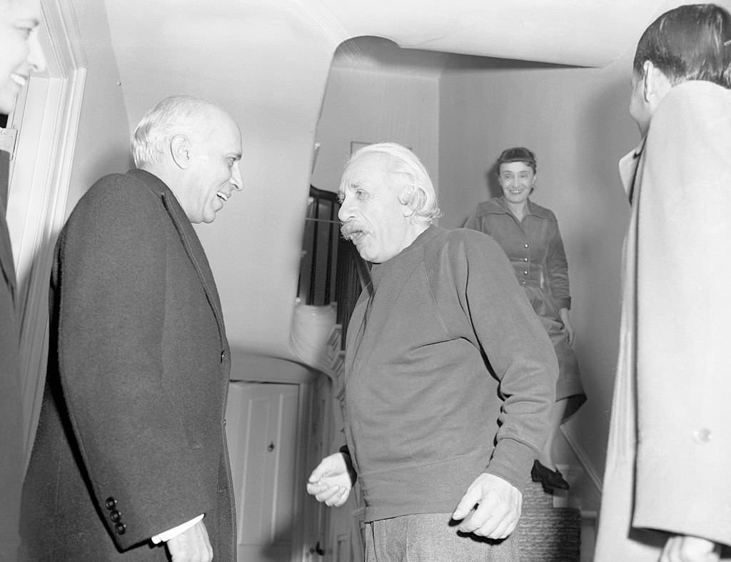 Einstein with India's Prime Minister Nehru at Princeton University
