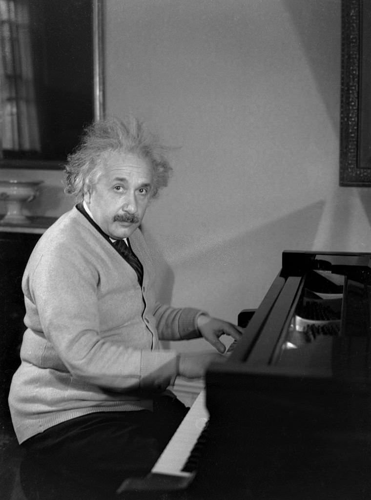 Albert Einstein playing Piano