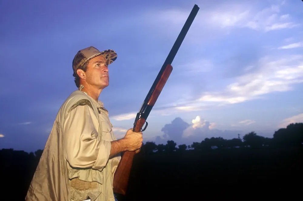 George W. Bush hunts doves in Hockley, Texas, 1994.