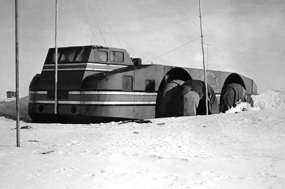 The Snow Cruiser, as it was abandoned, on December 22, 1940.