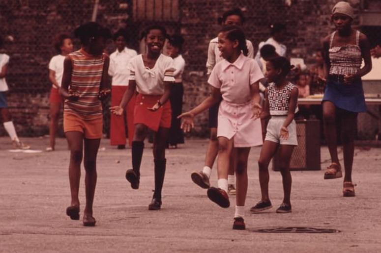 Youngsters performing on an empty lot at 5440 South Princeton Avenue on Chicago’s South Side.