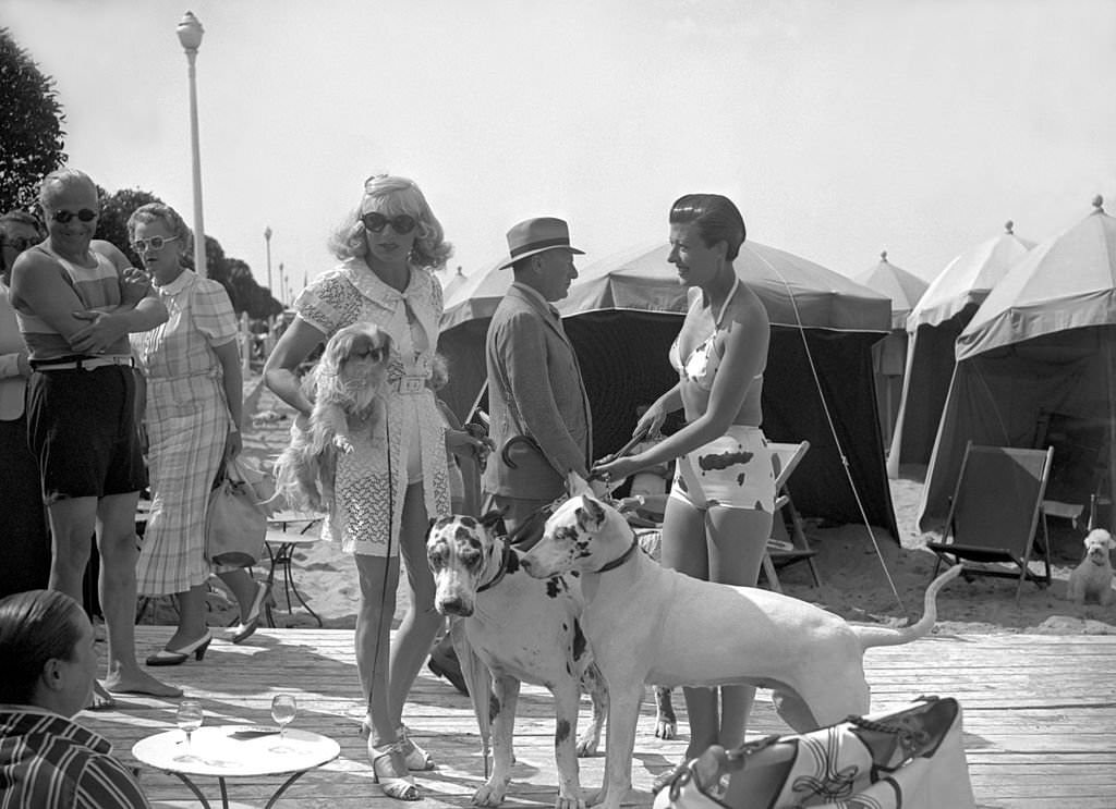 Countess Of Bremond D Ars with her dogs and Princess Natacha Sandroff, 1938.