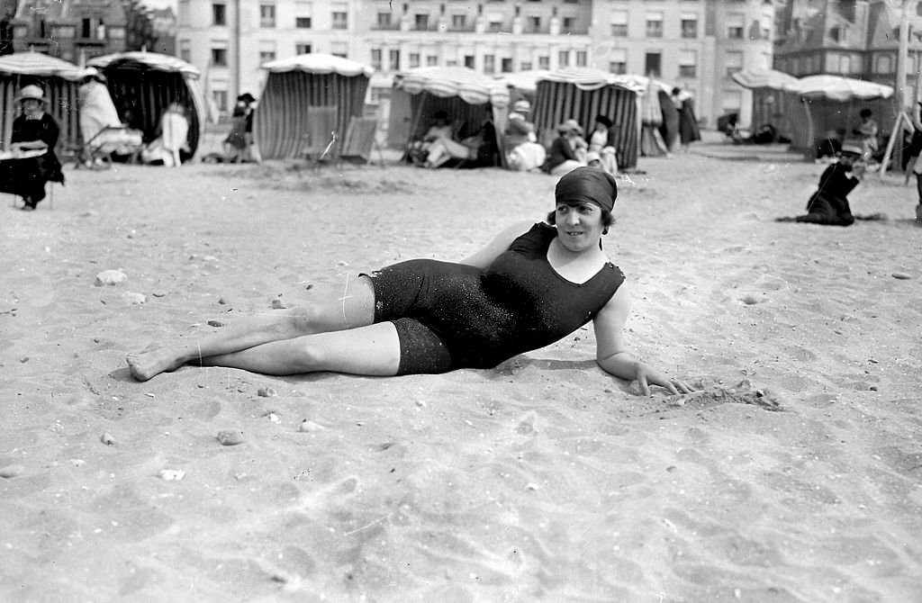 Swimmer on the beach, Deauville, 1920