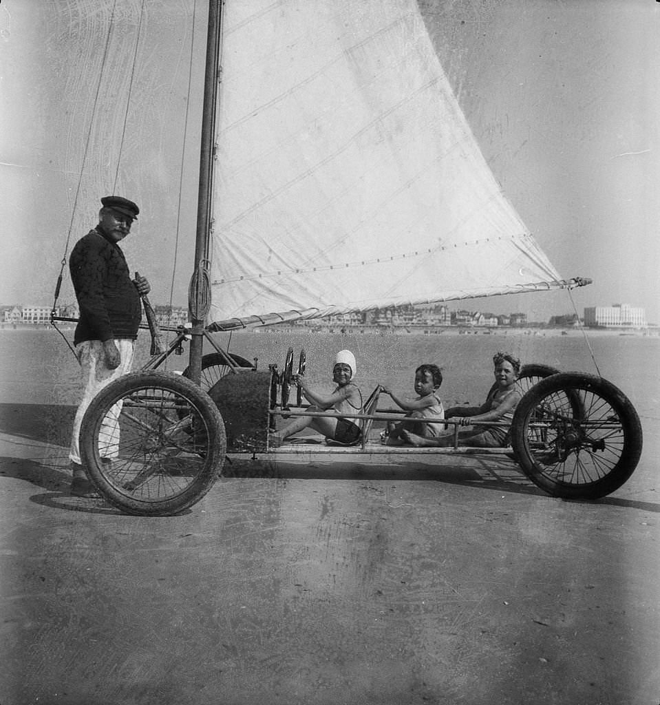 Sand yacht at Deauville, 1937