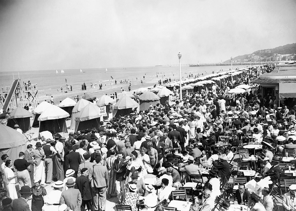 A view of Deauville and a terrace, 1936.