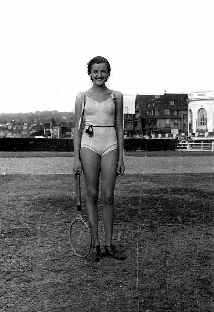 Young tennis player on the beach of Deauville, 1925