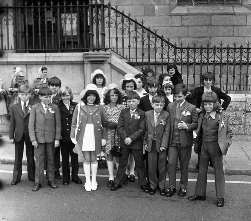 Children who were confirmed at the Church of Saints Michael and John, April 1973.