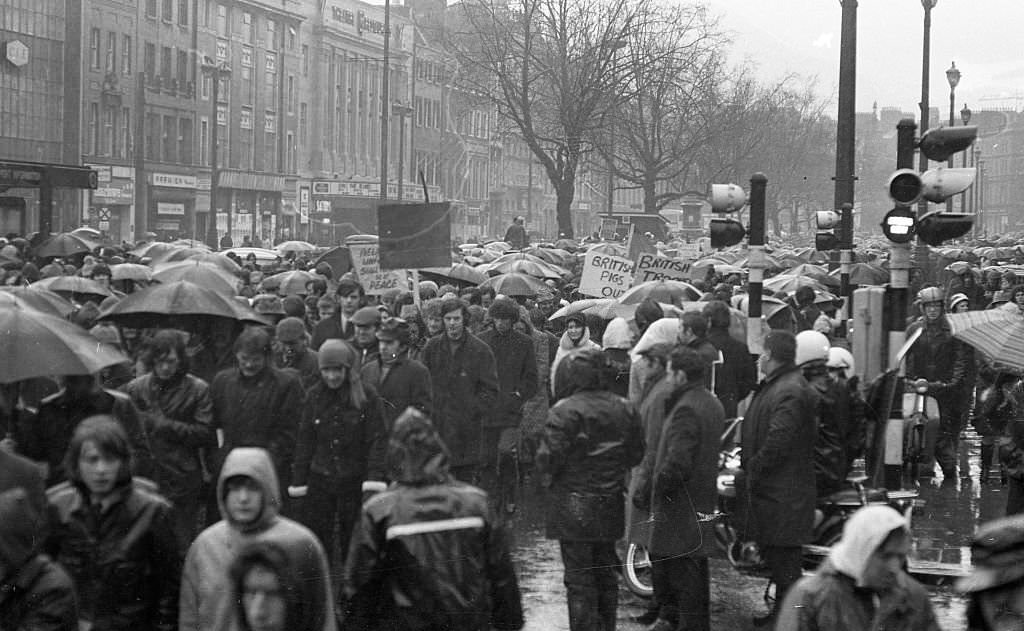March in Dublin the day after the protest at the British Embassy on Merrion Sq following Bloody Sunday, 1972