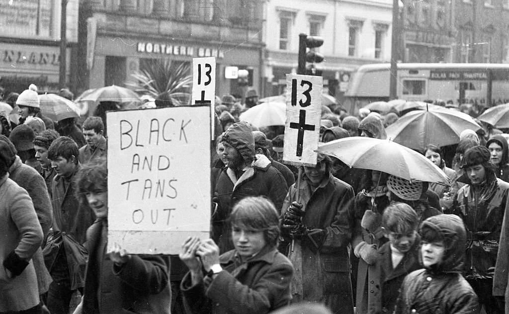 March in Dublin the day after the protest at the British Embassy on Merrion Sq following Bloody Sunday, 1972