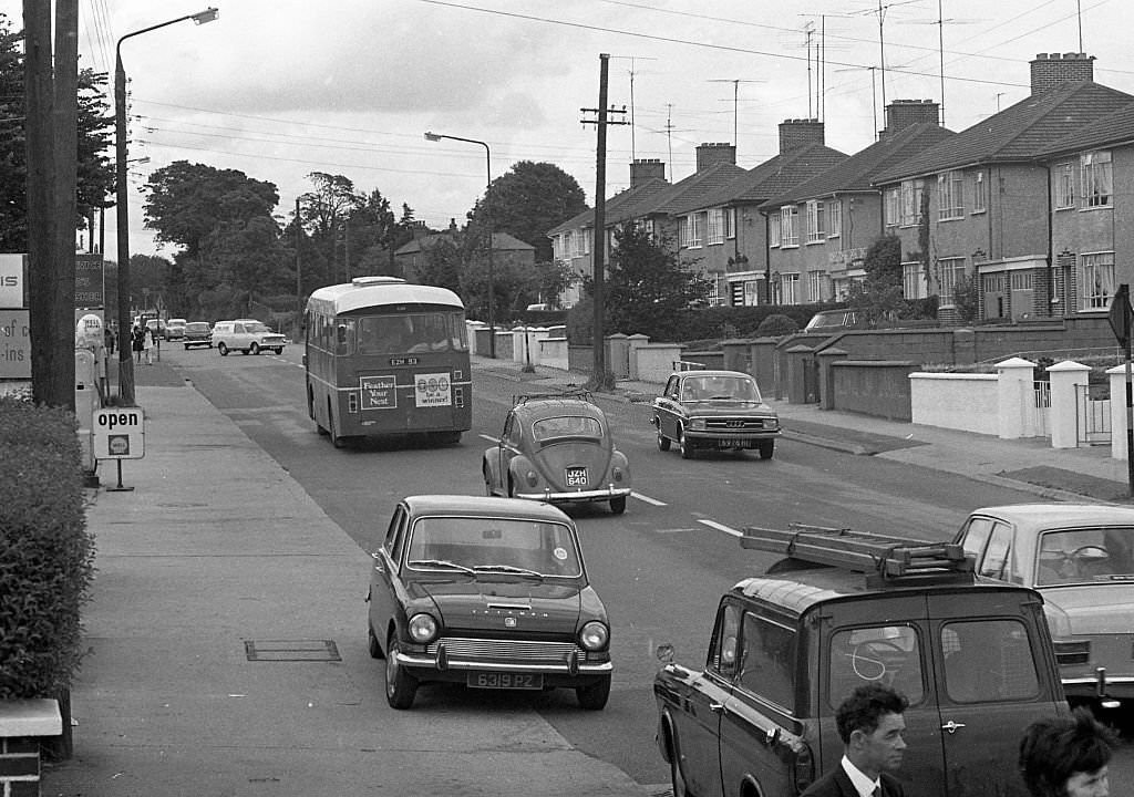Traffic congestion on the North Road in Santry Dublin, 1970
