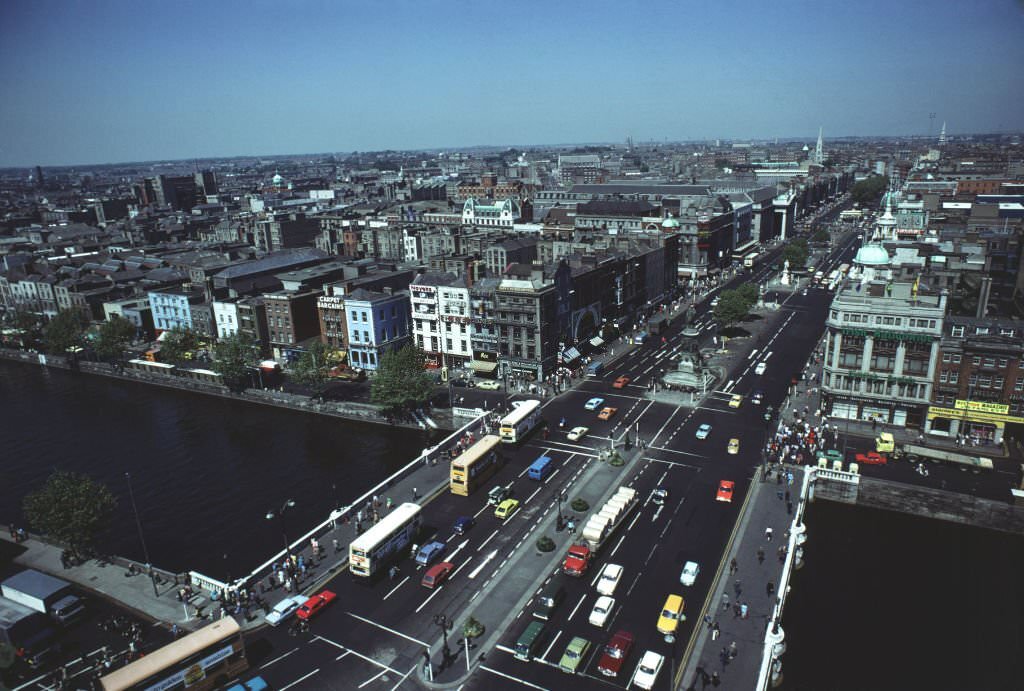 View from O'Connell Bridge above the Liffey in Dublin, 1977