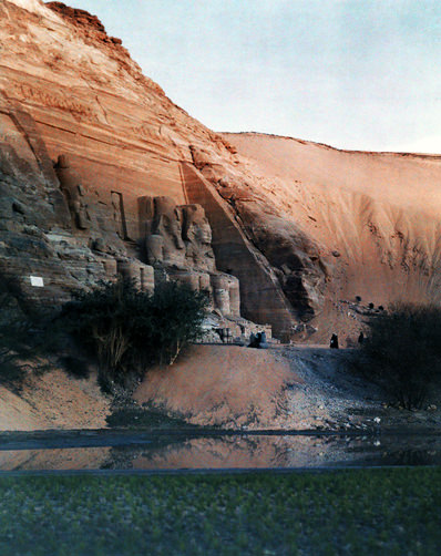 The image of Rameses II carved into the rock at Abu Simbel.