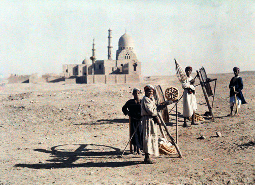 Winders of silk at the Tombs of the Caliphs.