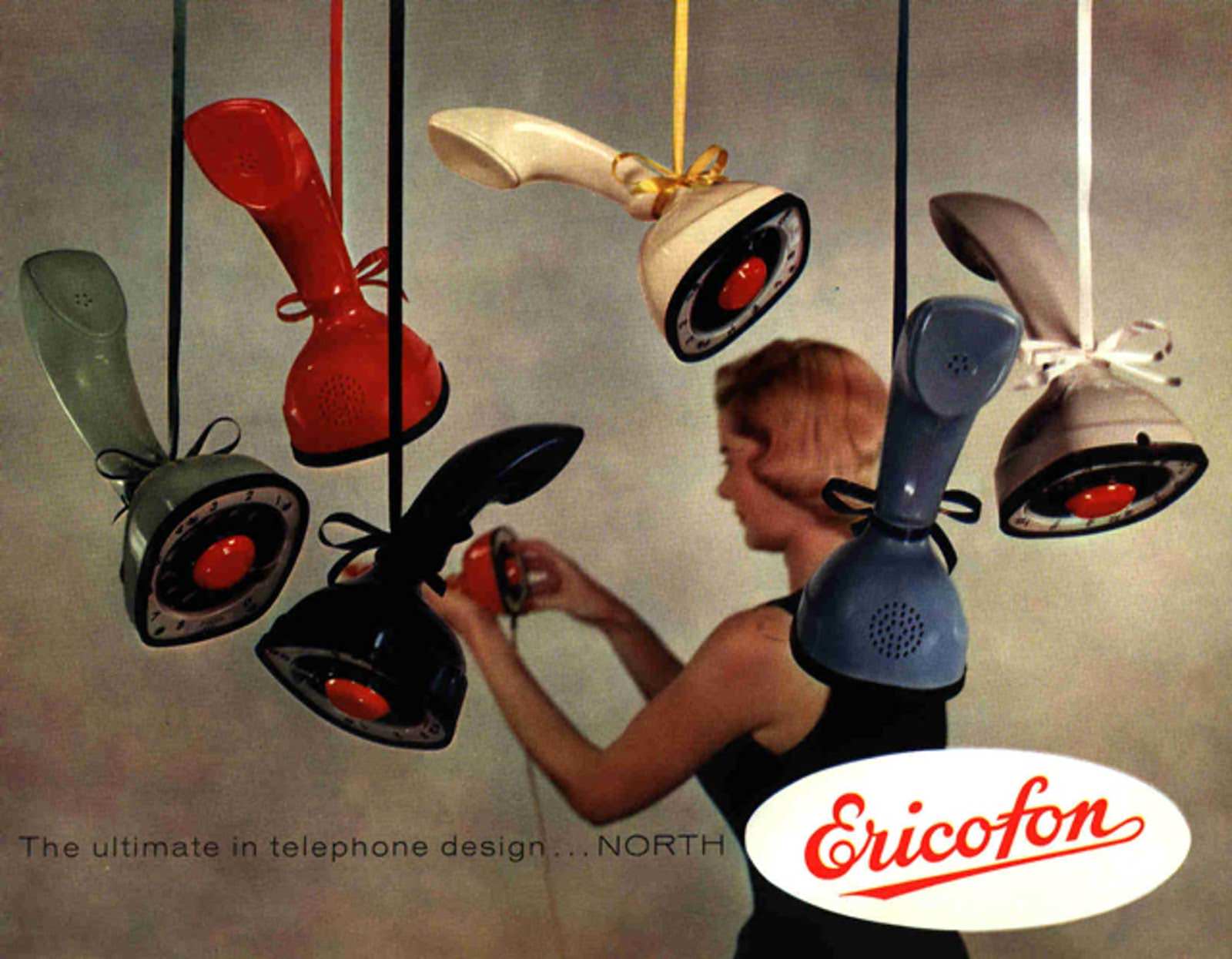 Vintage Ads of Ericofon: The Lightest One-Piece Rotary Dial Telephone introduced in the 1950s