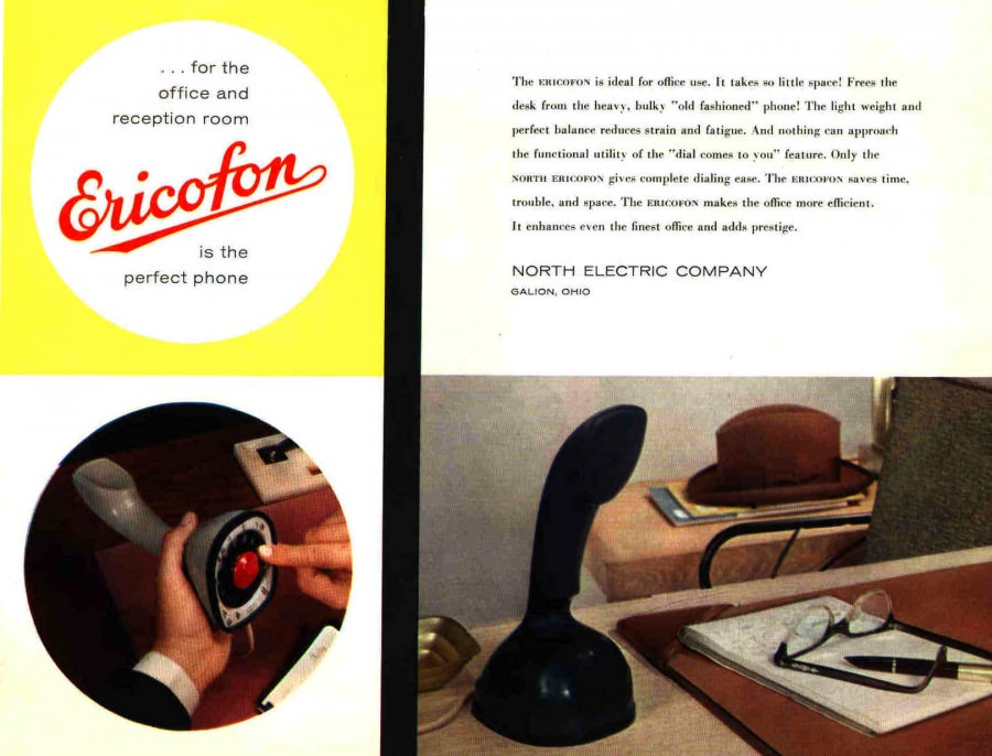 Vintage Ads of Ericofon: The Lightest One-Piece Rotary Dial Telephone introduced in the 1950s