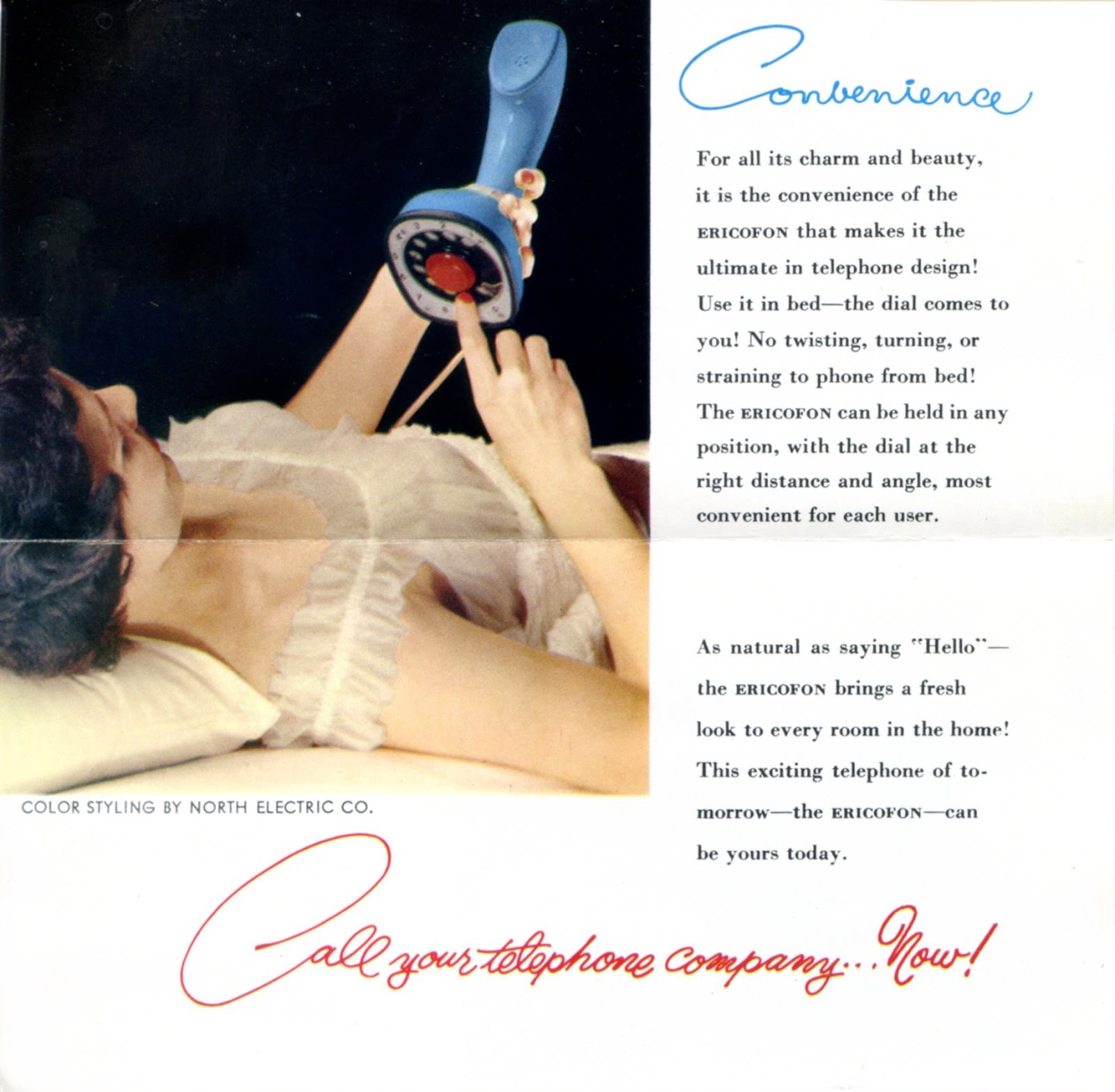 Vintage Ads of Ericofon: The Lightest One-Piece Rotary Dial Telephone introduced in the 1950s