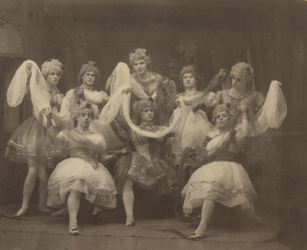 Historical Photos of Estonian frat students that participated in drag shows, 1870-1910