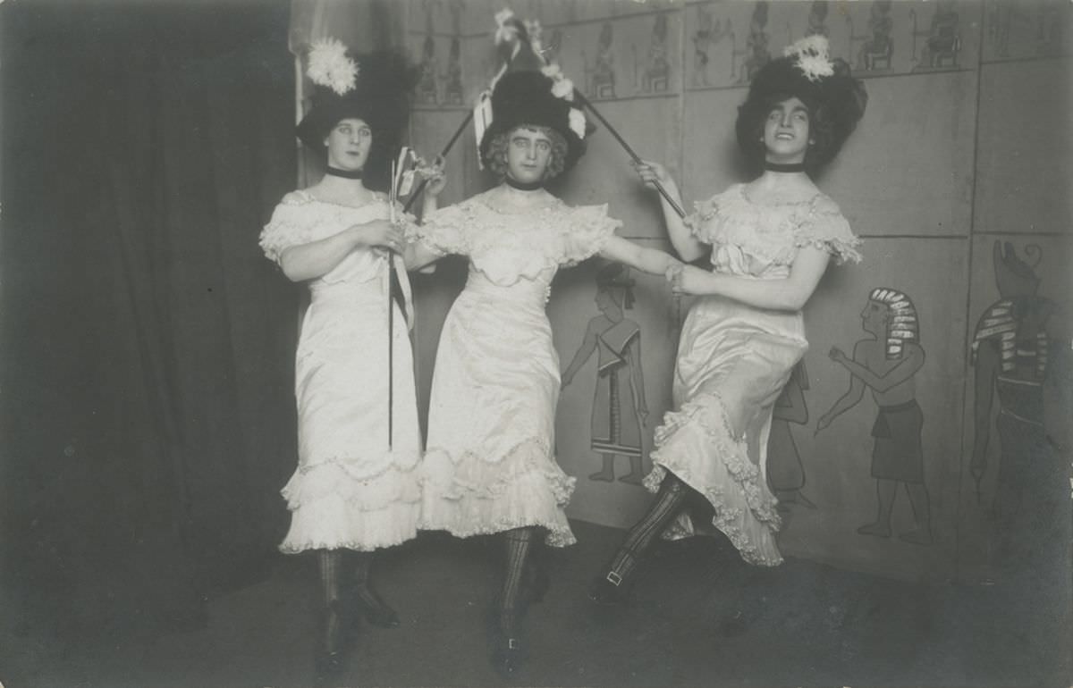 Historical Photos of Estonian frat students that participated in drag shows, 1870-1910