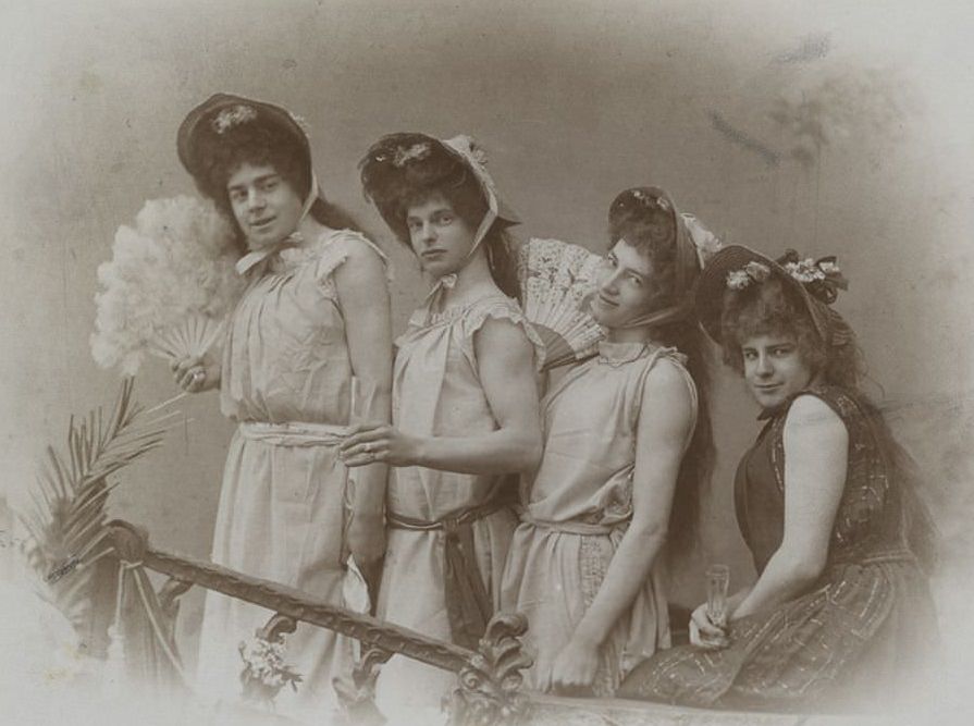 Historical Photos of Estonian frat students that participated in drag shows, 1870-1910