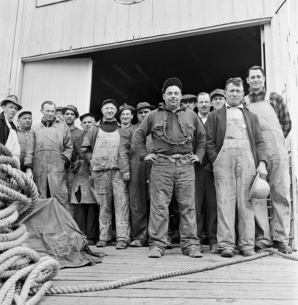 Fishermen at Fulton Fish Market, 1938