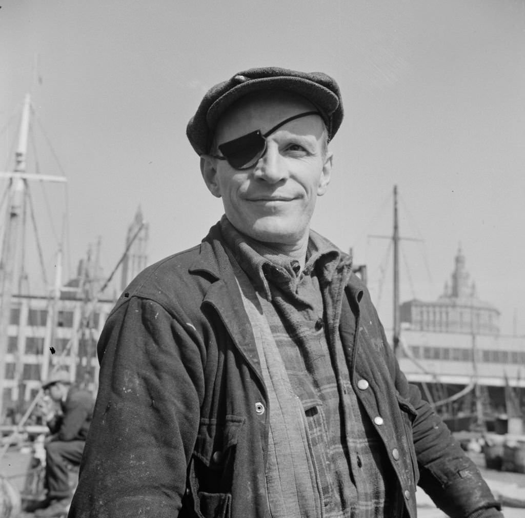 Dock stevedore at the Fulton fish market.