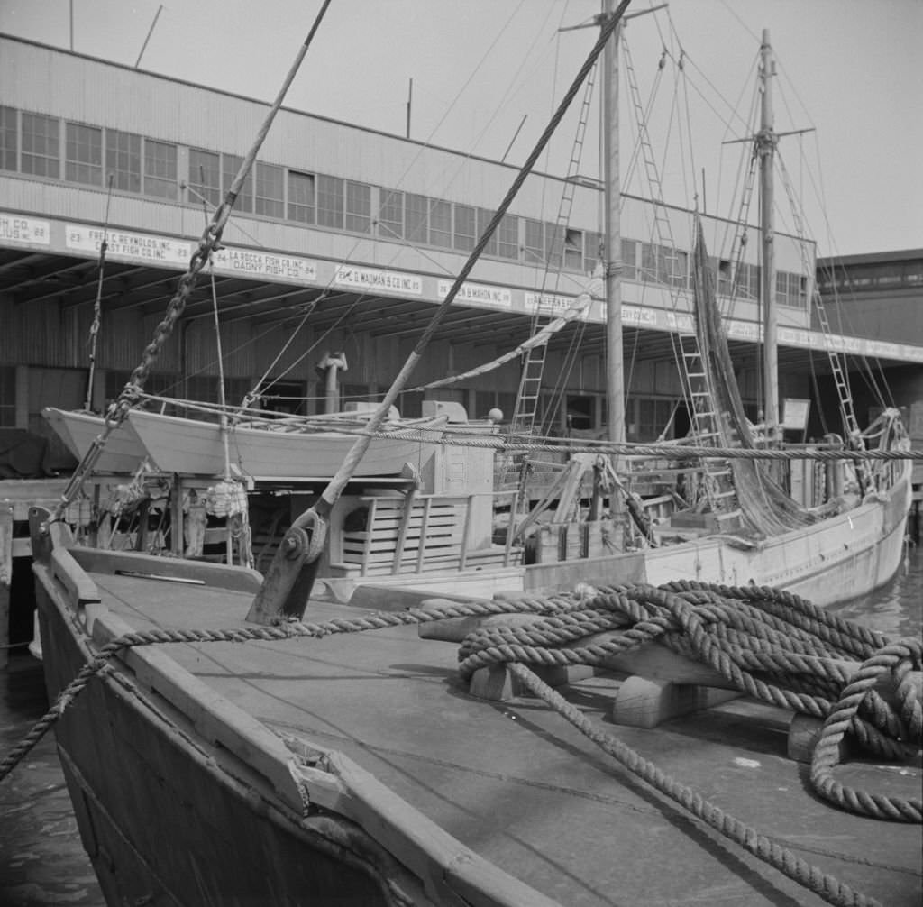 A scene at the Fulton fish market, 1934