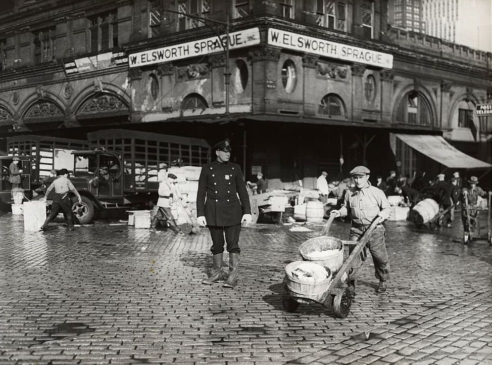 People Working at Fulton Fish Market, 1924