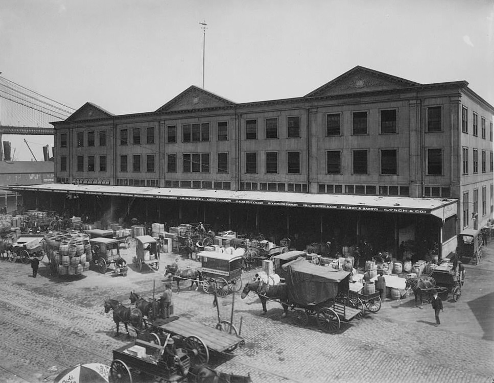 Fulton Fish Market, New York, New York, 1895.