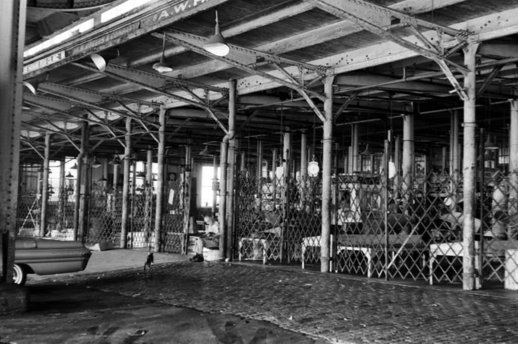 A view of the Fulton Fish Market, 1965