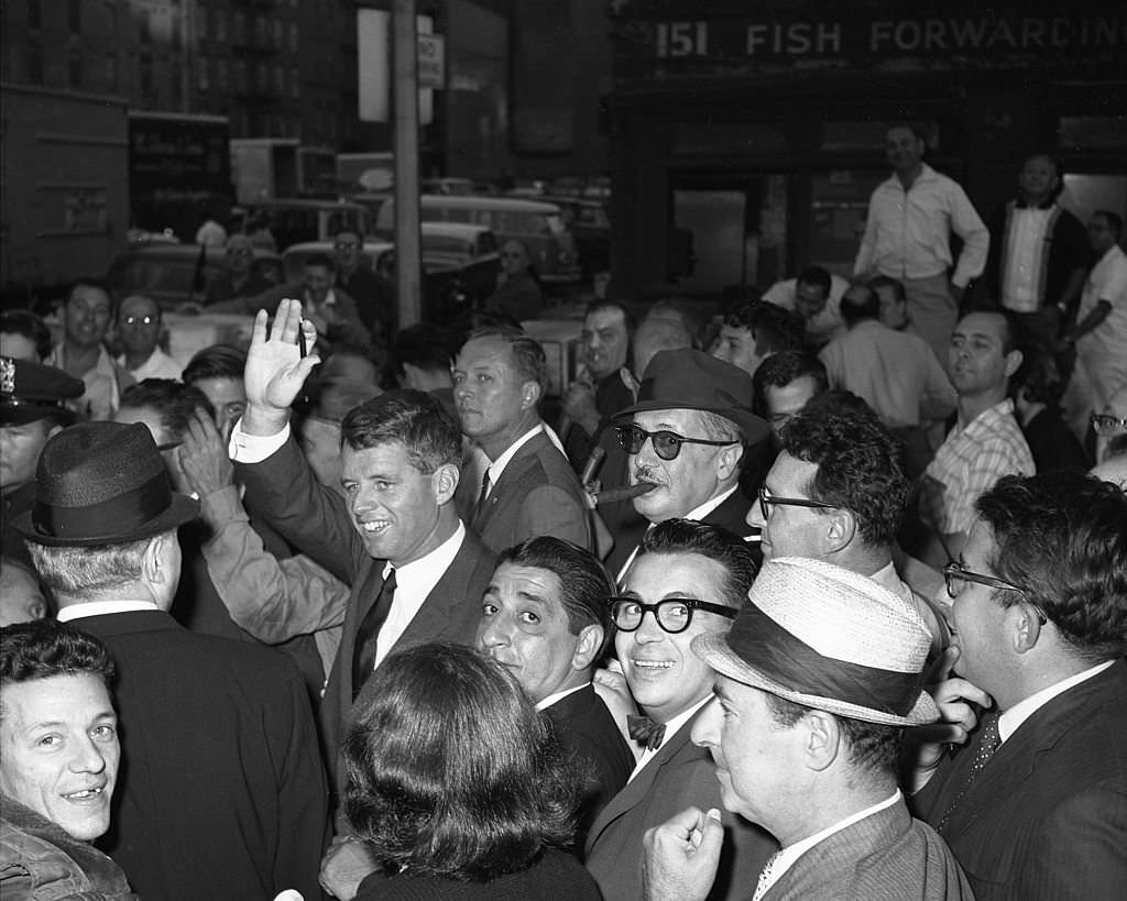 Stumping for votes in the Fulton Fish Market, 1960s