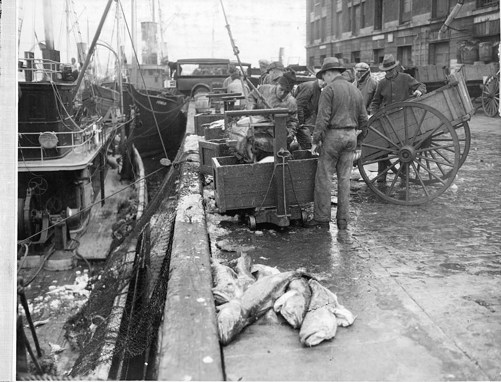 The Fulton Fish Market in New York City, 1910s