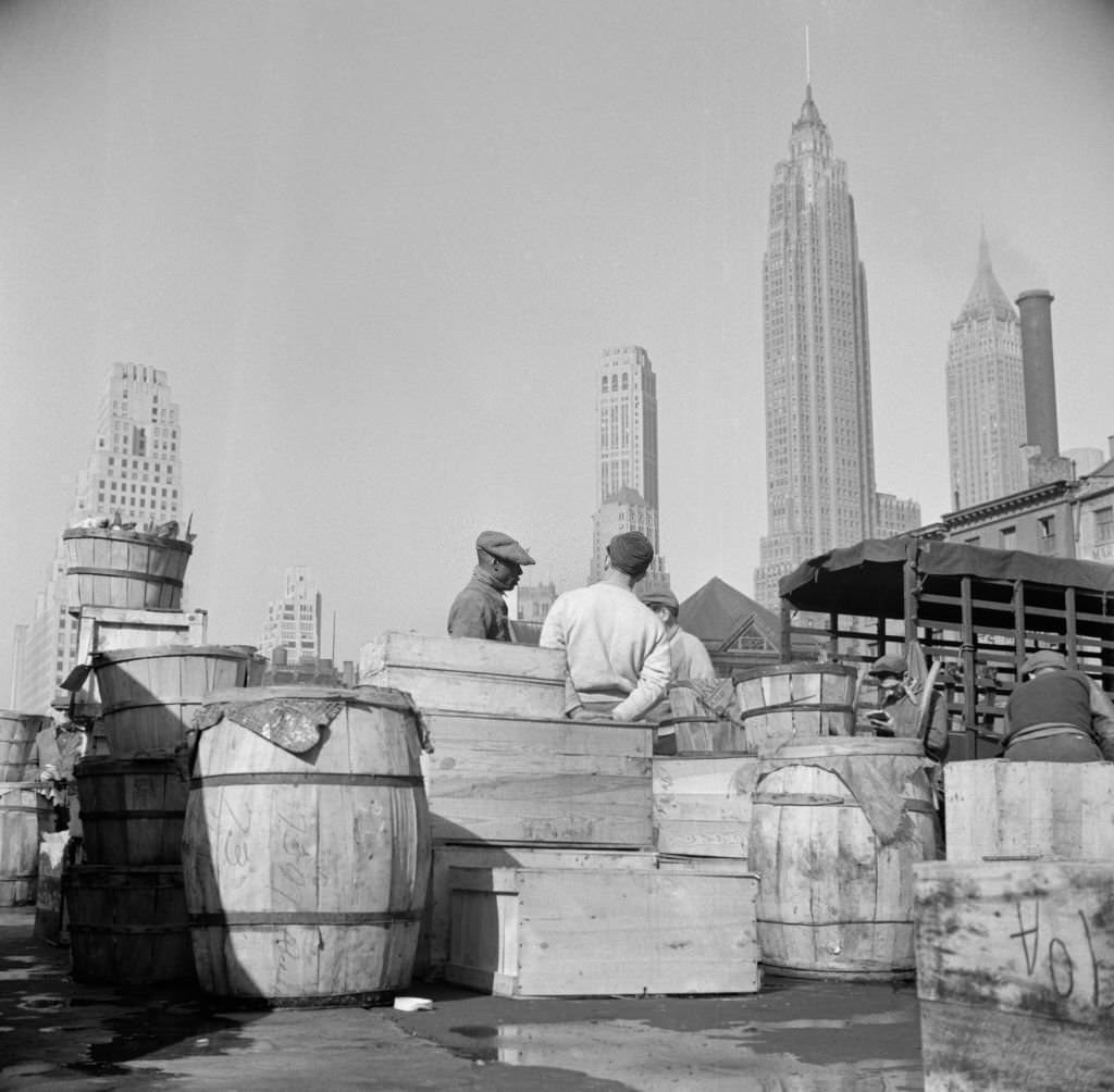 Barrels and Crates of Fish, Fulton Fish Market, New York City, 1943