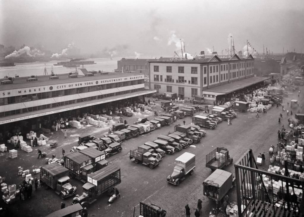Morning in the Fluton Fish market, 1940s
