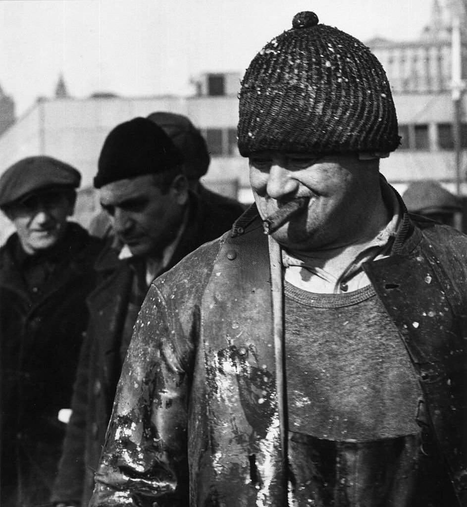 Lobster Fisherman at Fulton Fish Market, 1940s