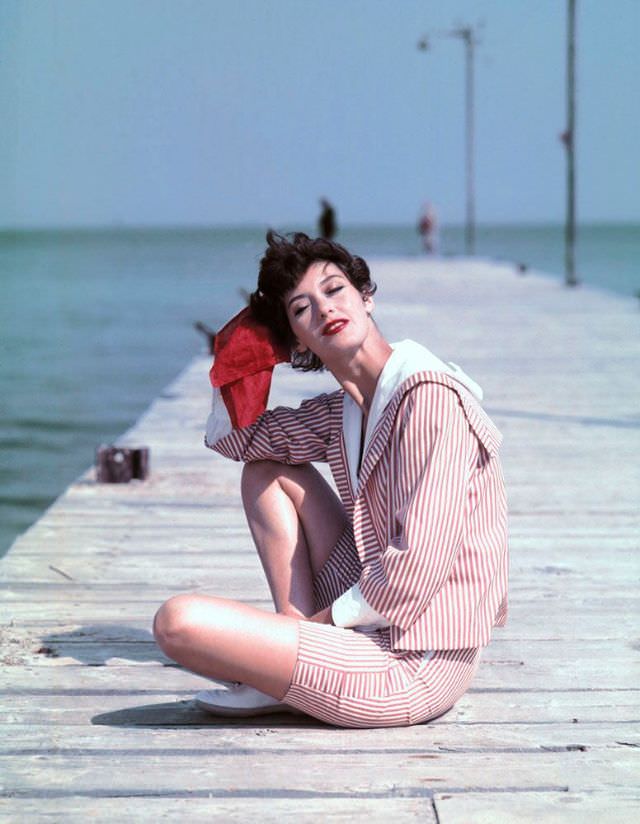 Barbara Mullen on the Boardwalk, St. Tropez, 1957