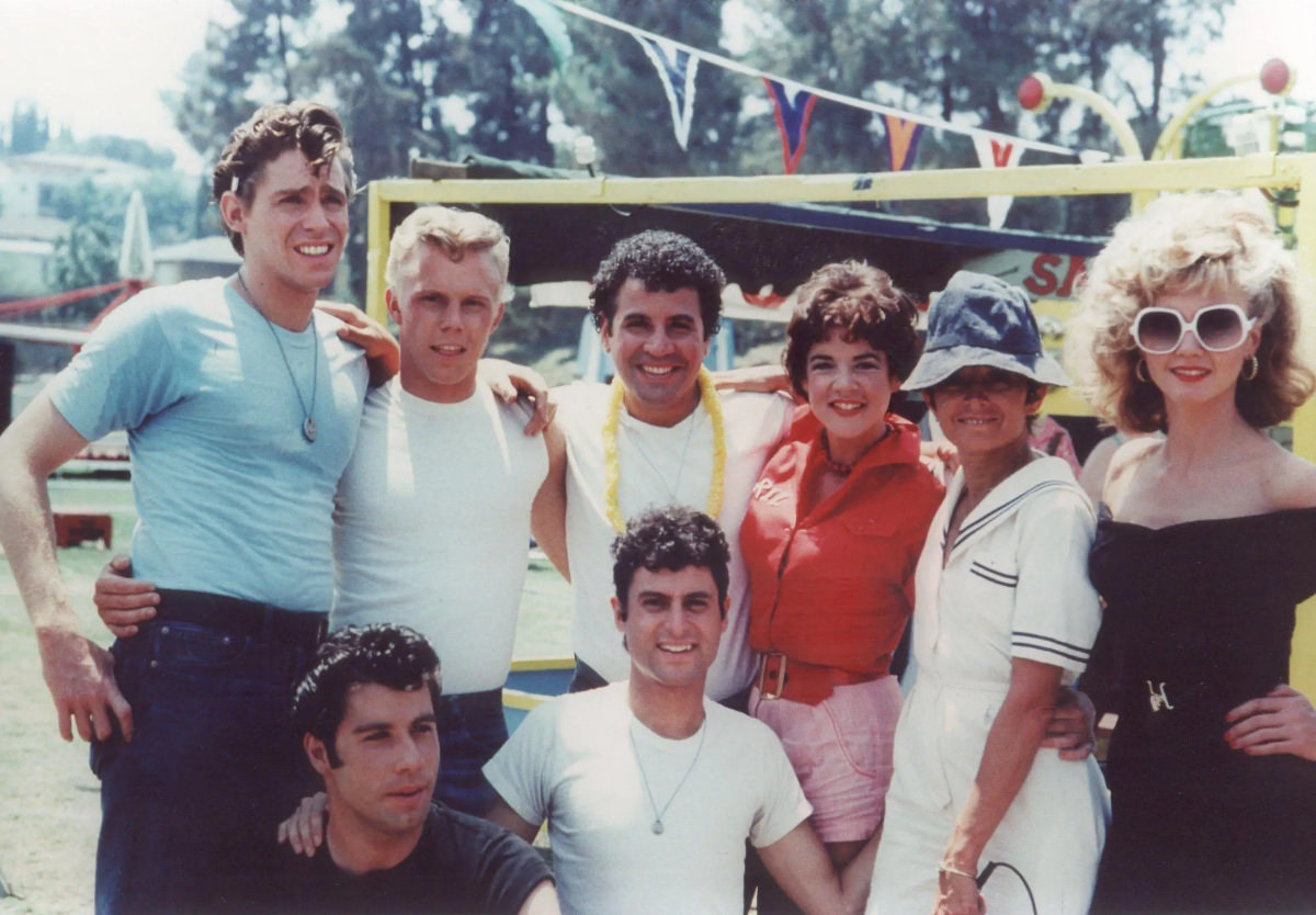 Grease film crew posing, 1978