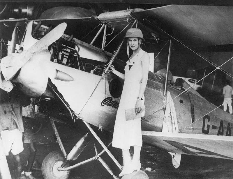 Jean Gardner Batten (1909-1982), New Zealand aviator. Known as “Greta Garbo of the skies,” in 1936 Batten made the made the first solo flight from England to New Zealand.