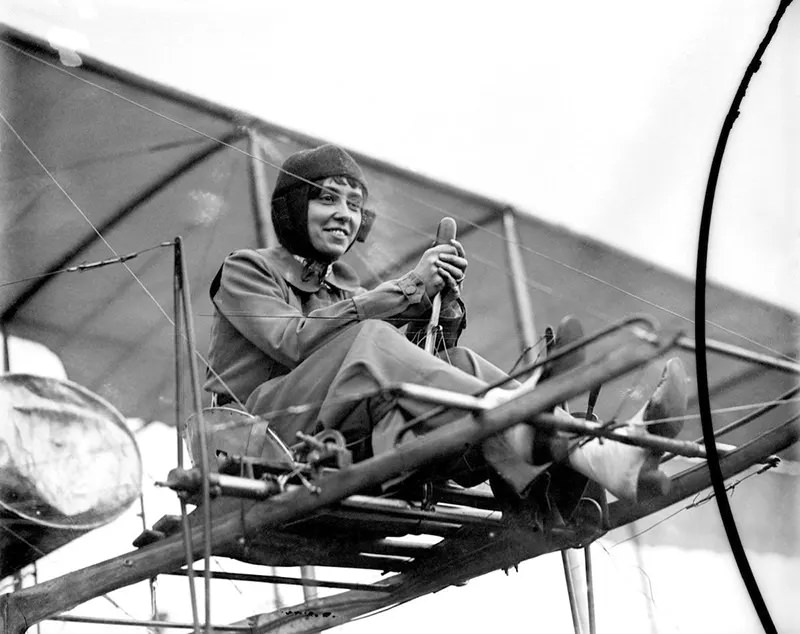 Hélène Dutrieu (1877-1961), Belgian aviator. Dutrieu was also a cycling champion, stunt motorcyclist, racing car driver, stunt driver and war ambulance driver, 1914