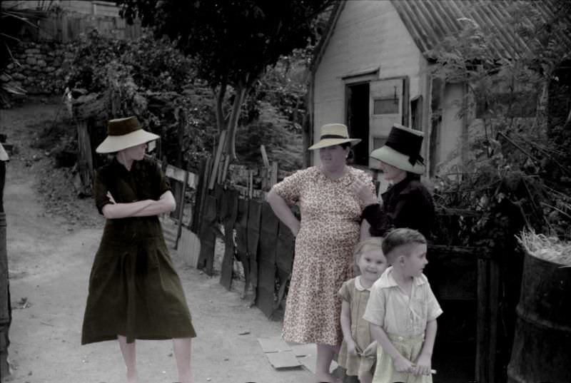 French-speaking women and children who live in the little colony known as the French Village, in the outskirts of Charlotte Amalie, St. Thomas, Virgin Islands, December 1941
