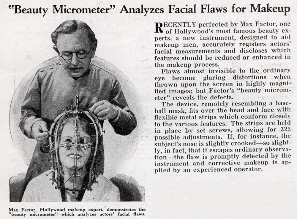 Beauty Calibrator: A Bizarre Beauty-Measuring device to Analyse and correct Facial Flaws from the 1930s