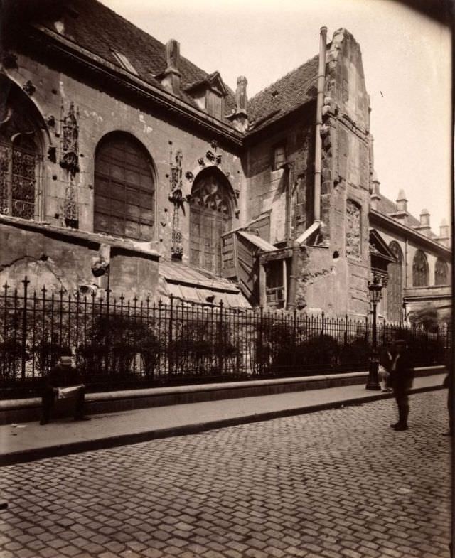 Coin Eglise St. Nicolas des Champs Rue Cunin Gridaine, 1908.