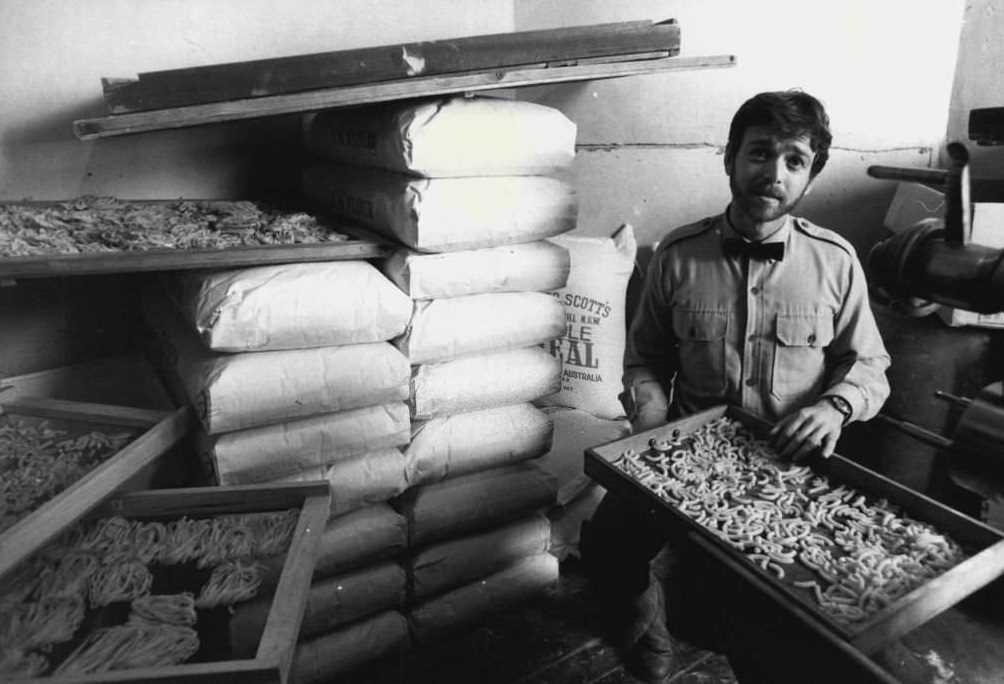 Alex Federici, making pasta in his Leichhardt shop, "Buon Appetito Products", 1983