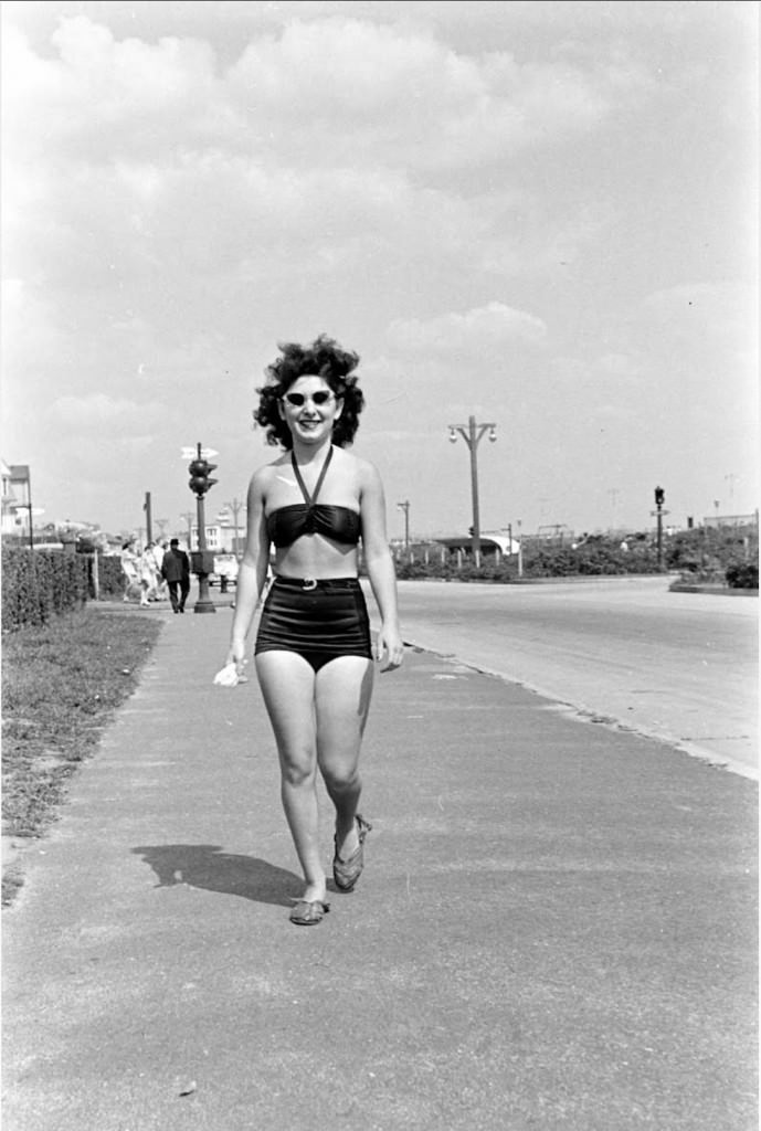 People being ticketed for 'Indecent Exposure' at Rockaway Beach of New York City, 1946