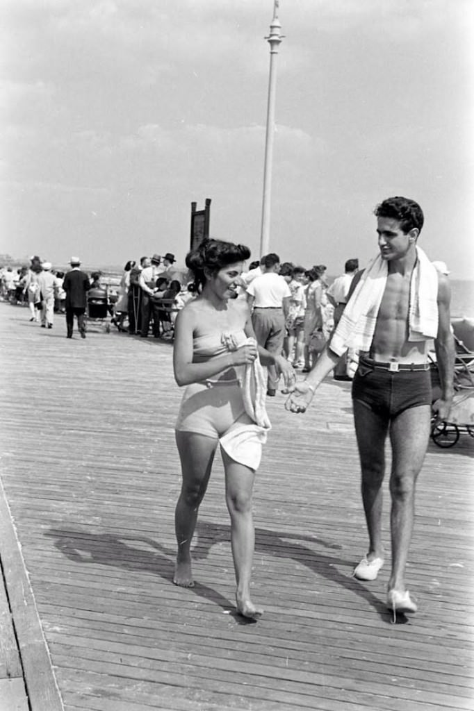 People being ticketed for 'Indecent Exposure' at Rockaway Beach of New York City, 1946