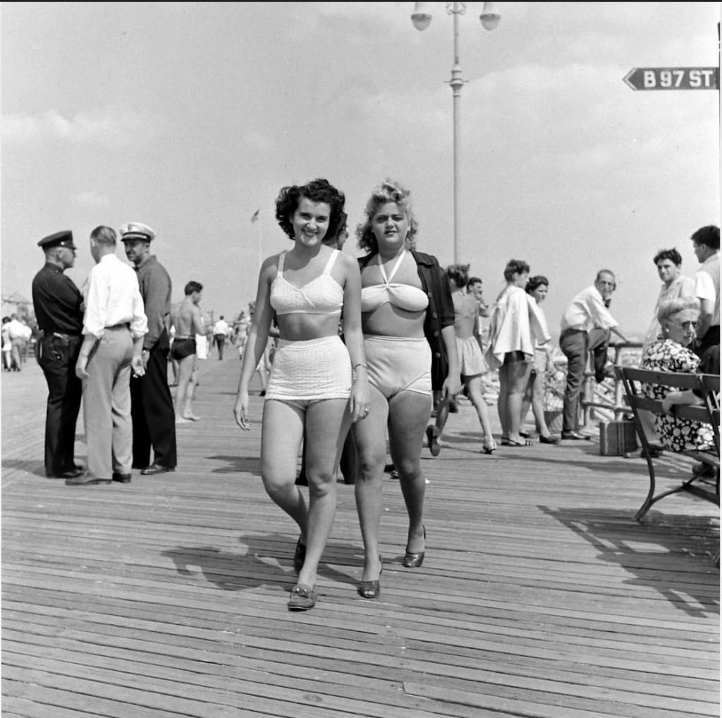 People being ticketed for 'Indecent Exposure' at Rockaway Beach of New York City, 1946