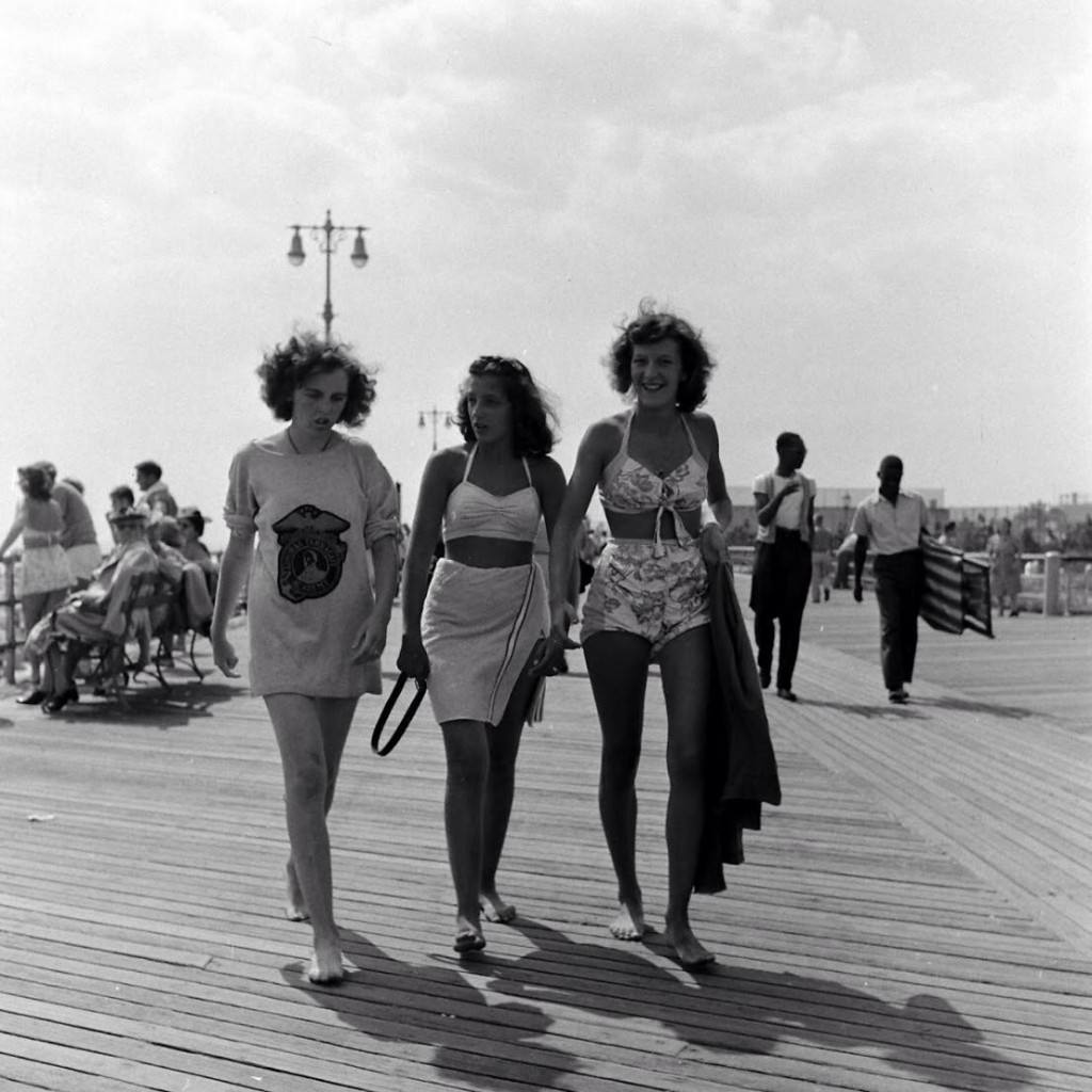 People being ticketed for 'Indecent Exposure' at Rockaway Beach of New York City, 1946