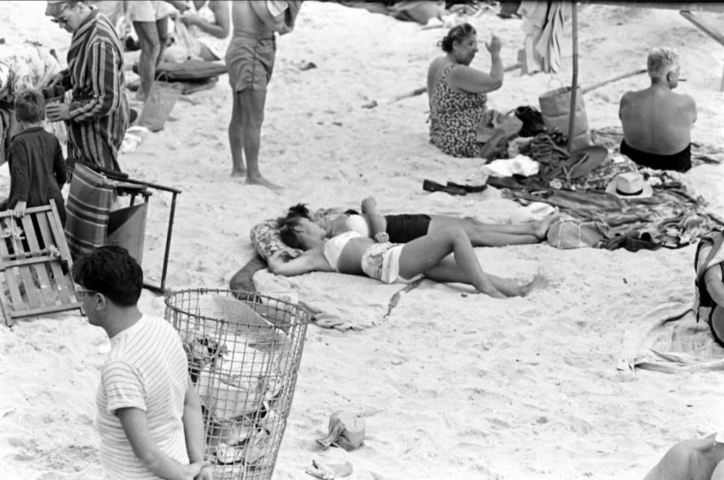 People being ticketed for 'Indecent Exposure' at Rockaway Beach of New York City, 1946