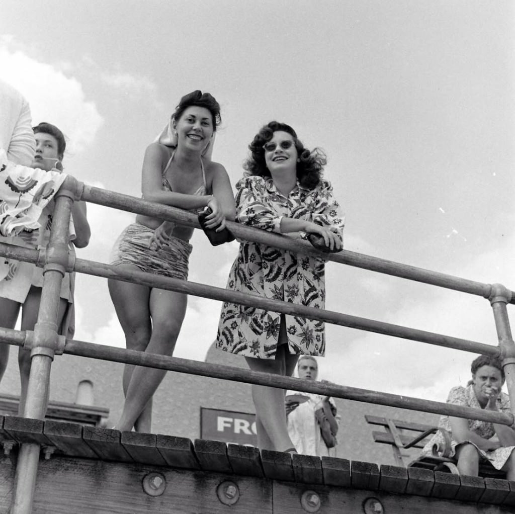 People being ticketed for 'Indecent Exposure' at Rockaway Beach of New York City, 1946