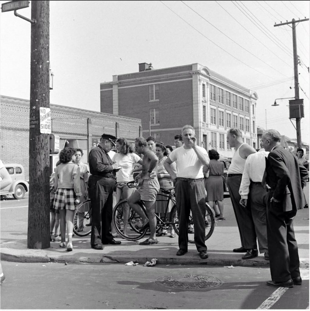 People being ticketed for 'Indecent Exposure' at Rockaway Beach of New York City, 1946