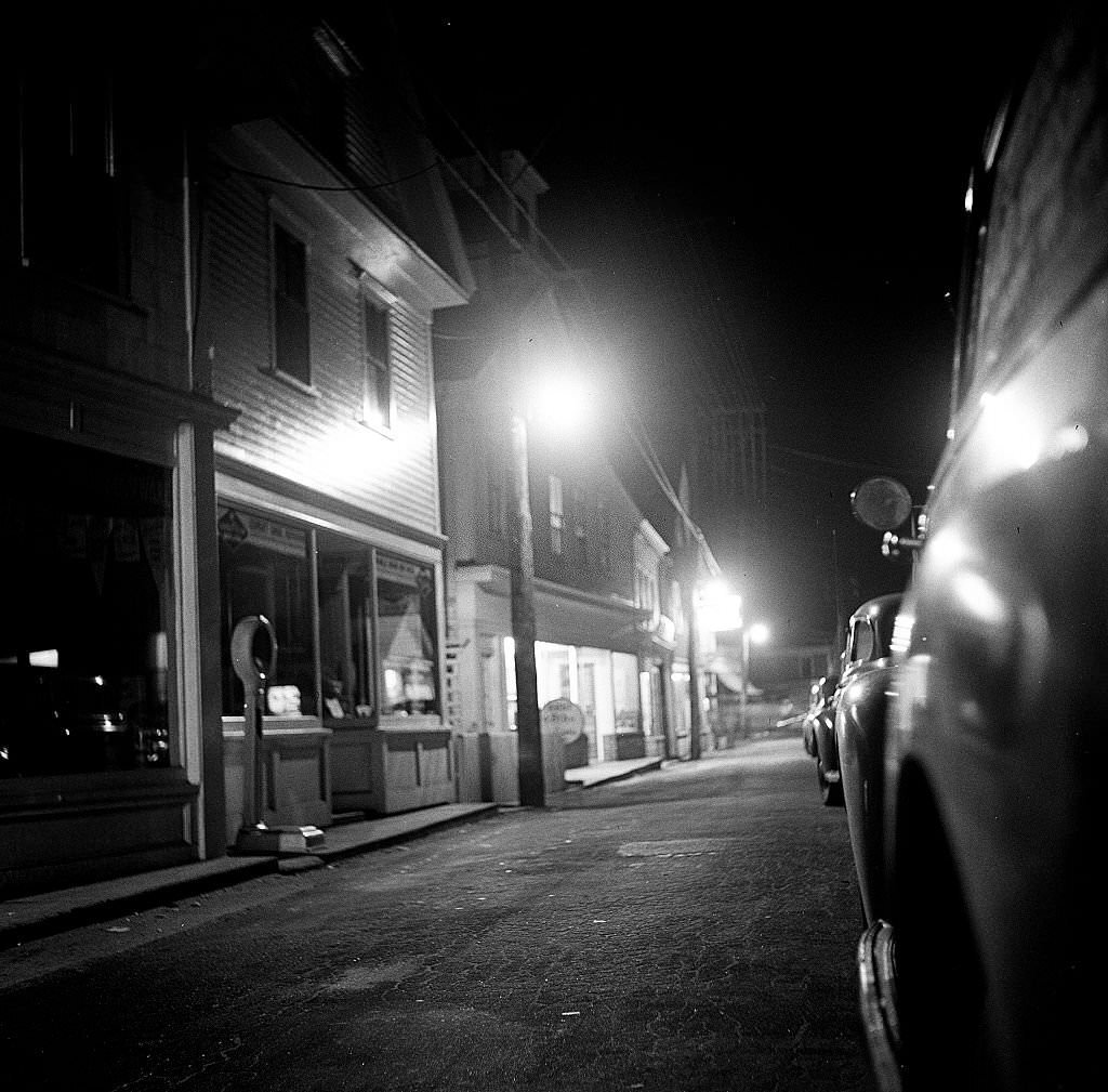 Night time view of a street, Provincetown, Massachusetts, 1948.